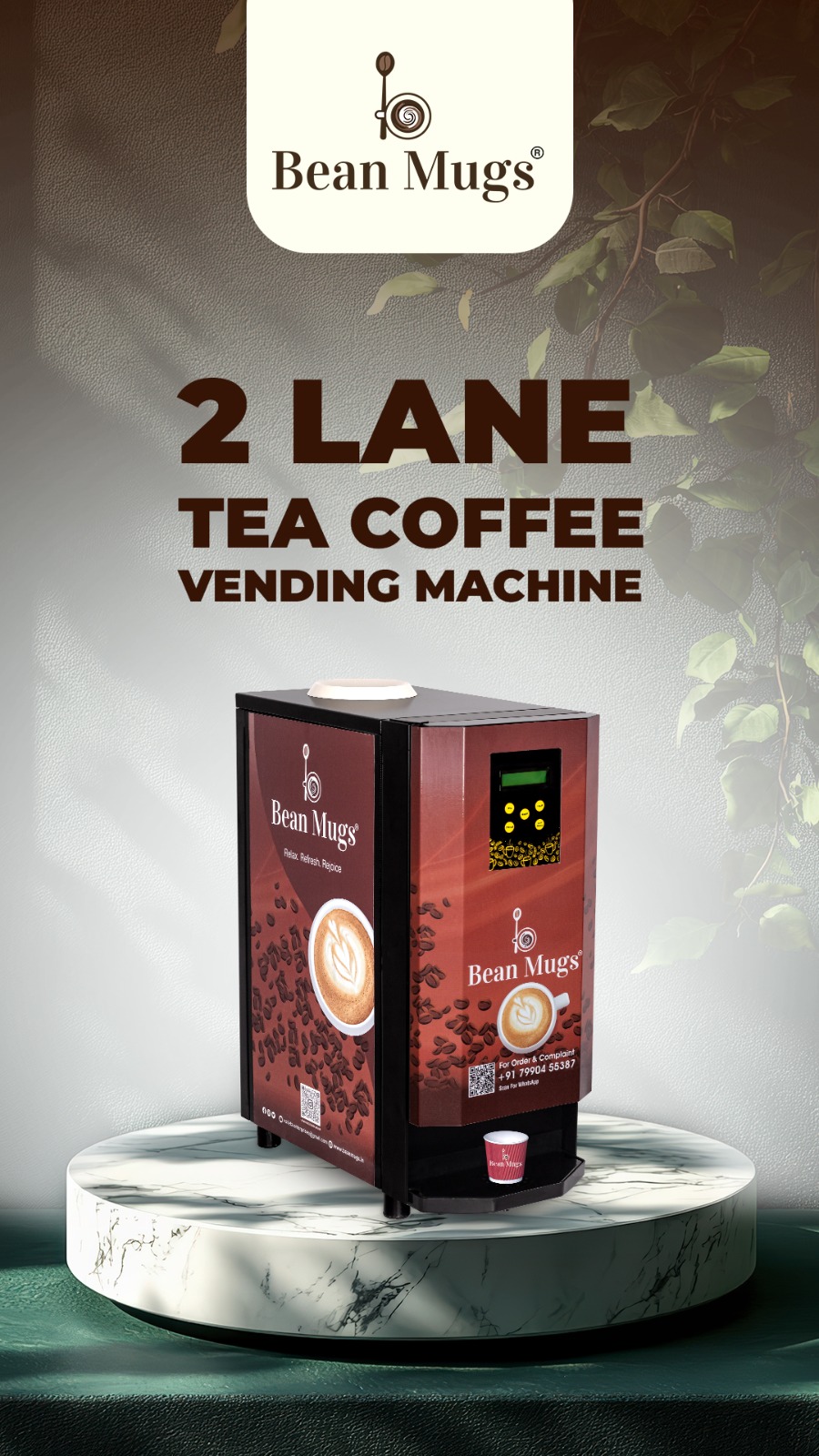 Bean Mugs Komfy 2 Options Premix Vending Machine
